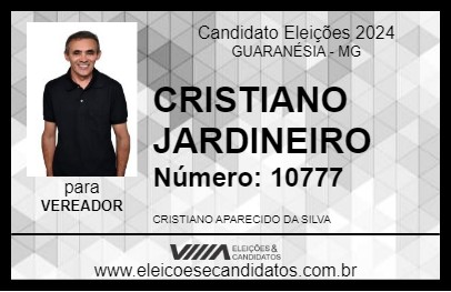 Candidato CRISTIANO JARDINEIRO 2024 - GUARANÉSIA - Eleições