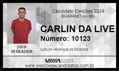 Candidato CARLIN DA LIVE 2024 - GUARANÉSIA - Eleições