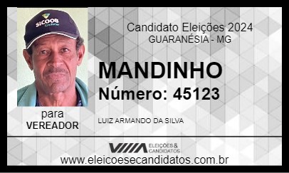 Candidato MANDINHO 2024 - GUARANÉSIA - Eleições