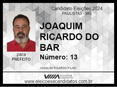 Candidato JOAQUIM RICARDO DO BAR 2024 - PAULISTAS - Eleições