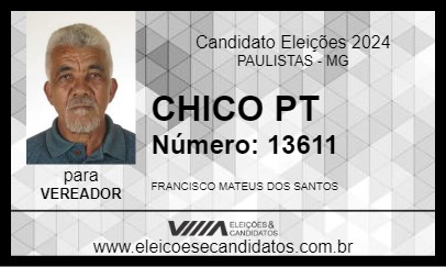 Candidato CHICO PT 2024 - PAULISTAS - Eleições