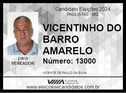 Candidato VICENTINHO DO BARRO AMARELO 2024 - PAULISTAS - Eleições