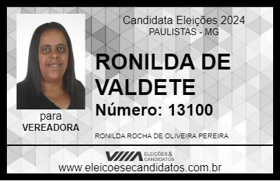 Candidato RONILDA DE VALDETE 2024 - PAULISTAS - Eleições