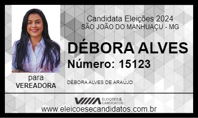 Candidato DÉBORA ALVES 2024 - SÃO JOÃO DO MANHUAÇU - Eleições