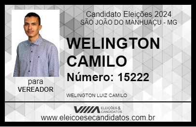 Candidato WELINGTON CAMILO 2024 - SÃO JOÃO DO MANHUAÇU - Eleições