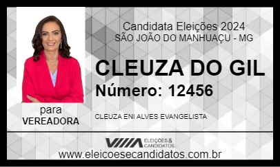 Candidato CLEUZA DO GIL 2024 - SÃO JOÃO DO MANHUAÇU - Eleições