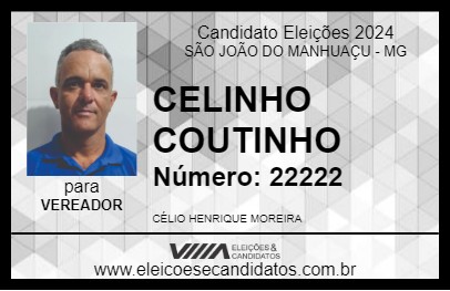 Candidato CELINHO COUTINHO 2024 - SÃO JOÃO DO MANHUAÇU - Eleições