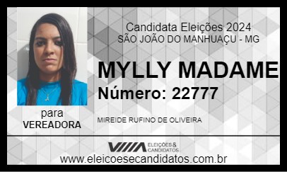 Candidato MYLLY MADAME 2024 - SÃO JOÃO DO MANHUAÇU - Eleições