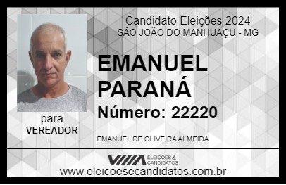 Candidato EMANUEL PARANÁ 2024 - SÃO JOÃO DO MANHUAÇU - Eleições