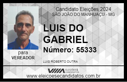 Candidato LUIS DO GABRIEL 2024 - SÃO JOÃO DO MANHUAÇU - Eleições