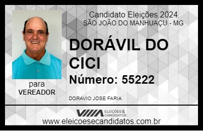 Candidato DORÁVIL DO CICI 2024 - SÃO JOÃO DO MANHUAÇU - Eleições