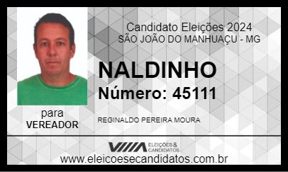 Candidato NALDINHO 2024 - SÃO JOÃO DO MANHUAÇU - Eleições