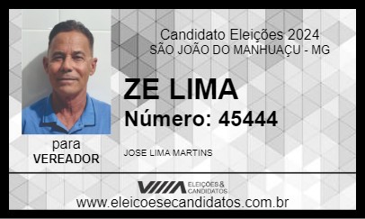 Candidato ZE LIMA 2024 - SÃO JOÃO DO MANHUAÇU - Eleições