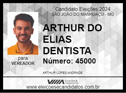 Candidato ARTHUR DO ELIAS DENTISTA 2024 - SÃO JOÃO DO MANHUAÇU - Eleições