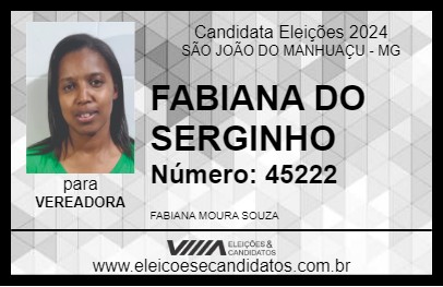 Candidato FABIANA DO SERGINHO 2024 - SÃO JOÃO DO MANHUAÇU - Eleições