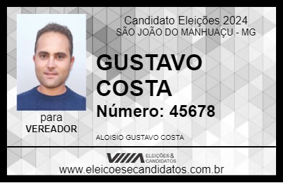 Candidato GUSTAVO COSTA 2024 - SÃO JOÃO DO MANHUAÇU - Eleições