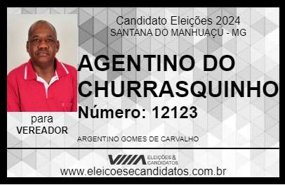 Candidato AGENTINO DO CHURRASQUINHO 2024 - SANTANA DO MANHUAÇU - Eleições