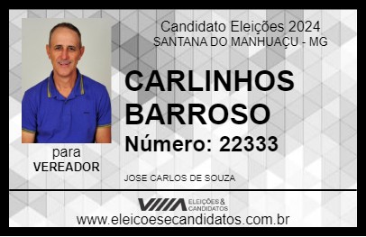 Candidato CARLINHOS BARROSO 2024 - SANTANA DO MANHUAÇU - Eleições