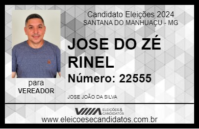 Candidato JOSE DO ZÉ RINEL 2024 - SANTANA DO MANHUAÇU - Eleições