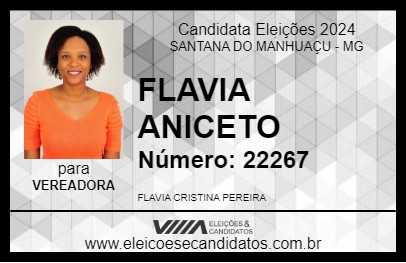 Candidato FLAVIA ANICETO 2024 - SANTANA DO MANHUAÇU - Eleições