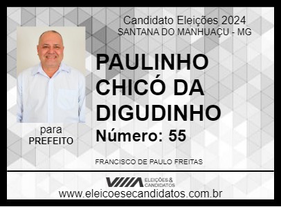 Candidato PAULINHO CHICÓ DA DIGUDINHO 2024 - SANTANA DO MANHUAÇU - Eleições