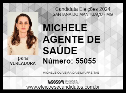 Candidato MICHELE AGENTE DE SAÚDE 2024 - SANTANA DO MANHUAÇU - Eleições