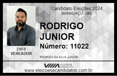 Candidato RODRIGO JUNIOR 2024 - MANHUAÇU - Eleições