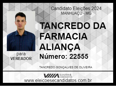 Candidato TANCREDO DA FARMACIA ALIANÇA 2024 - MANHUAÇU - Eleições