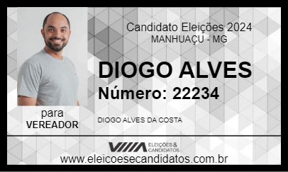 Candidato DIOGO ALVES 2024 - MANHUAÇU - Eleições