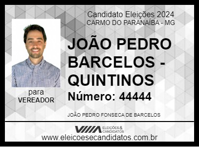 Candidato JOÃO PEDRO BARCELOS -QUINTINOS 2024 - CARMO DO PARANAÍBA - Eleições