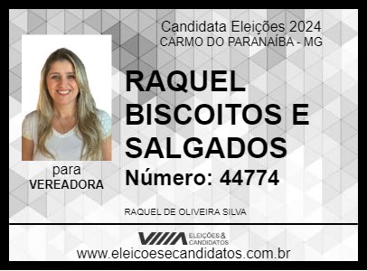 Candidato RAQUEL BISCOITOS E SALGADOS 2024 - CARMO DO PARANAÍBA - Eleições