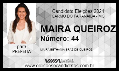 Candidato MAIRA QUEIROZ 2024 - CARMO DO PARANAÍBA - Eleições