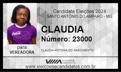 Candidato CLAUDIA 2024 - SANTO ANTÔNIO DO AMPARO - Eleições