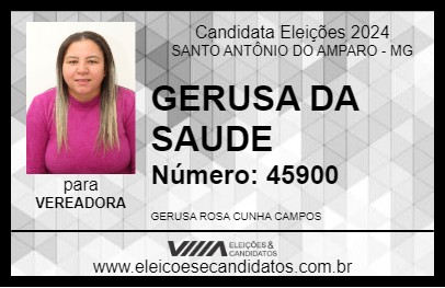 Candidato GERUSA ENFERMEIRA 2024 - SANTO ANTÔNIO DO AMPARO - Eleições