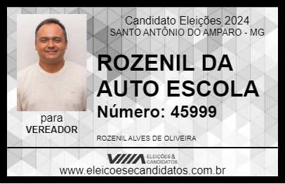 Candidato ROZENIL DA AUTO ESCOLA 2024 - SANTO ANTÔNIO DO AMPARO - Eleições