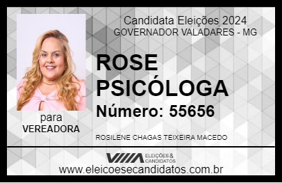 Candidato ROSE PSICÓLOGA 2024 - GOVERNADOR VALADARES - Eleições