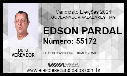 Candidato EDSON PARDAL 2024 - GOVERNADOR VALADARES - Eleições