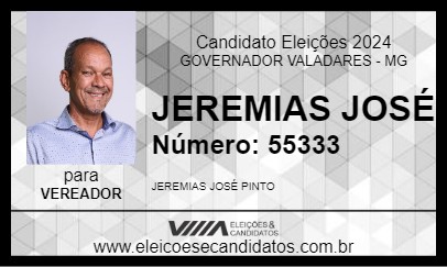 Candidato JEREMIAS JOSÉ 2024 - GOVERNADOR VALADARES - Eleições