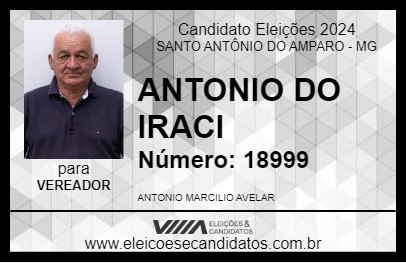 Candidato ANTONIO DO IRACI 2024 - SANTO ANTÔNIO DO AMPARO - Eleições