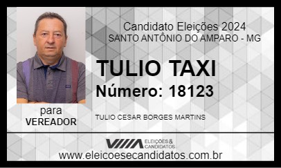 Candidato TULIO TAXI 2024 - SANTO ANTÔNIO DO AMPARO - Eleições