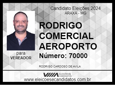 Candidato RODRIGO DO COMERCIAL AEROPORTO 2024 - ARAXÁ - Eleições