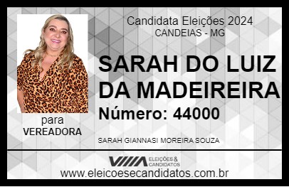 Candidato SARAH DO LUIZ DA MADEIREIRA 2024 - CANDEIAS - Eleições