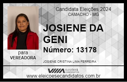 Candidato JOSIENE DA GENI 2024 - CAMACHO - Eleições