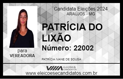 Candidato PATRÍCIA DO LIXÃO 2024 - ARAÚJOS - Eleições