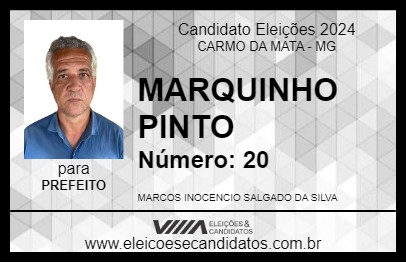 Candidato MARQUINHO PINTO 2024 - CARMO DA MATA - Eleições