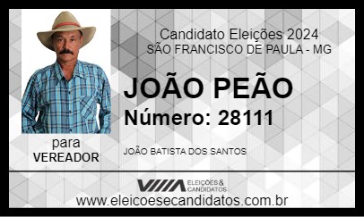 Candidato JOÃO PEÃO 2024 - SÃO FRANCISCO DE PAULA - Eleições