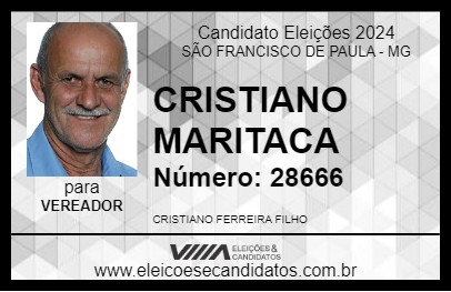 Candidato CRISTIANO MARITACA 2024 - SÃO FRANCISCO DE PAULA - Eleições