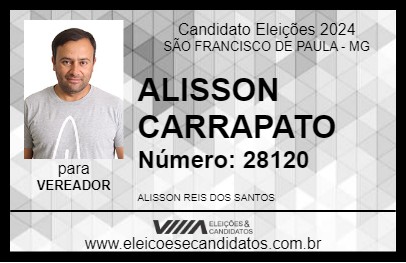 Candidato ALISSON CARRAPATO 2024 - SÃO FRANCISCO DE PAULA - Eleições