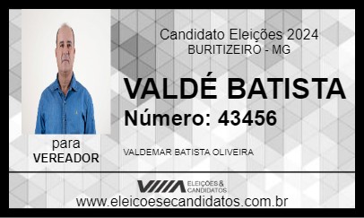 Candidato VALDÉ BATISTA 2024 - BURITIZEIRO - Eleições