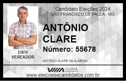 Candidato ANTÔNIO CLARE 2024 - SÃO FRANCISCO DE PAULA - Eleições